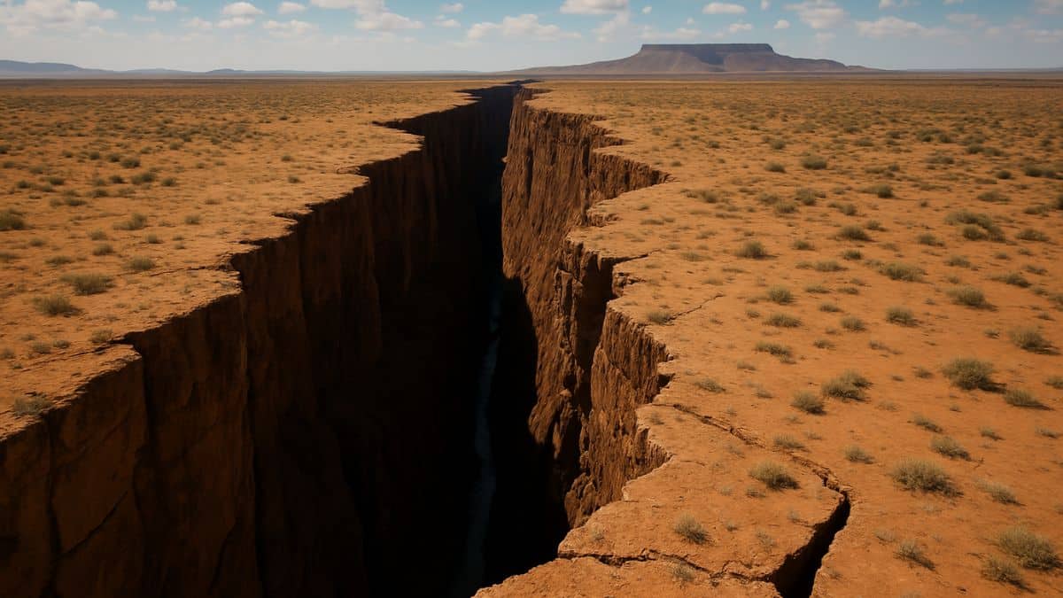 ce continent est en train de se separer en deux la faille est deja visible