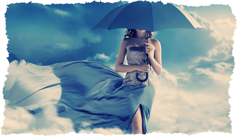 Femme parapluie protection pollution peau